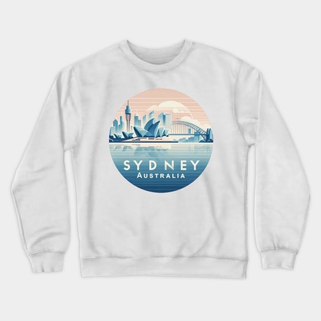 Stylish Sydney Australia sticker with Opera House and Harbour Bridge - perfect for travel enthusiasts and tourism fans Crewneck Sweatshirt by POD24